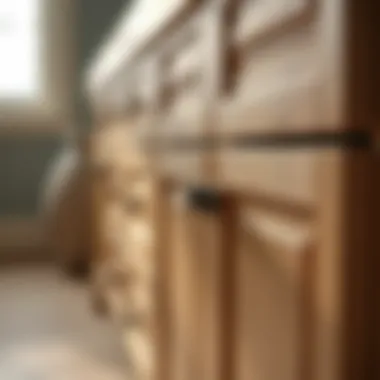 Close-up view of bamboo texture and finish in bathroom cabinetry