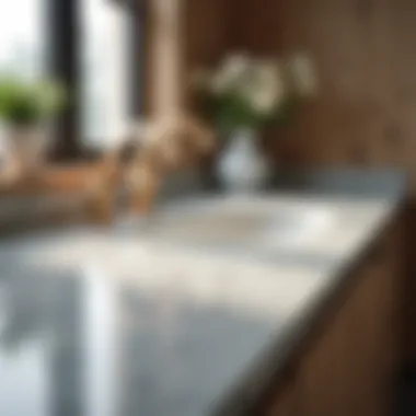 Detailed view of a bathroom countertop installation, illustrating precision and craftsmanship.