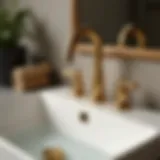 Luxurious brass faucet elegantly mounted on a modern bathroom sink