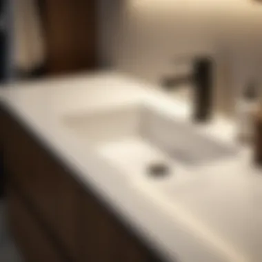 Elegant custom bathroom countertop with integrated sink showcasing a sleek design.