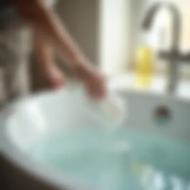 Applying a gentle cleaning technique on an acrylic bathtub