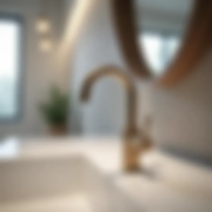 A contemporary bath faucet in a minimalist bathroom setting highlighting functionality.