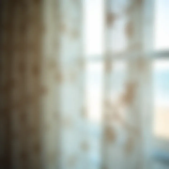 Close-up of coastal patterns on bedroom curtains