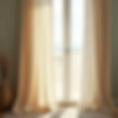 Light filtering through textured beach-inspired curtains