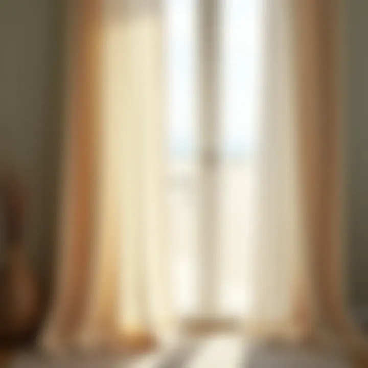 Light filtering through textured beach-inspired curtains