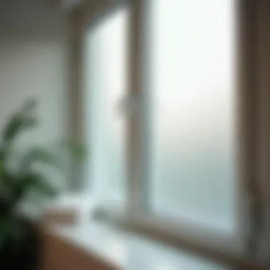 Close-up of frosted glass window for privacy