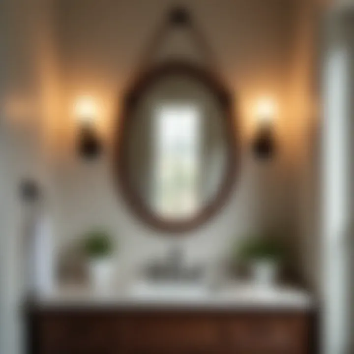 Elegant hanging light fixture above a bathroom vanity