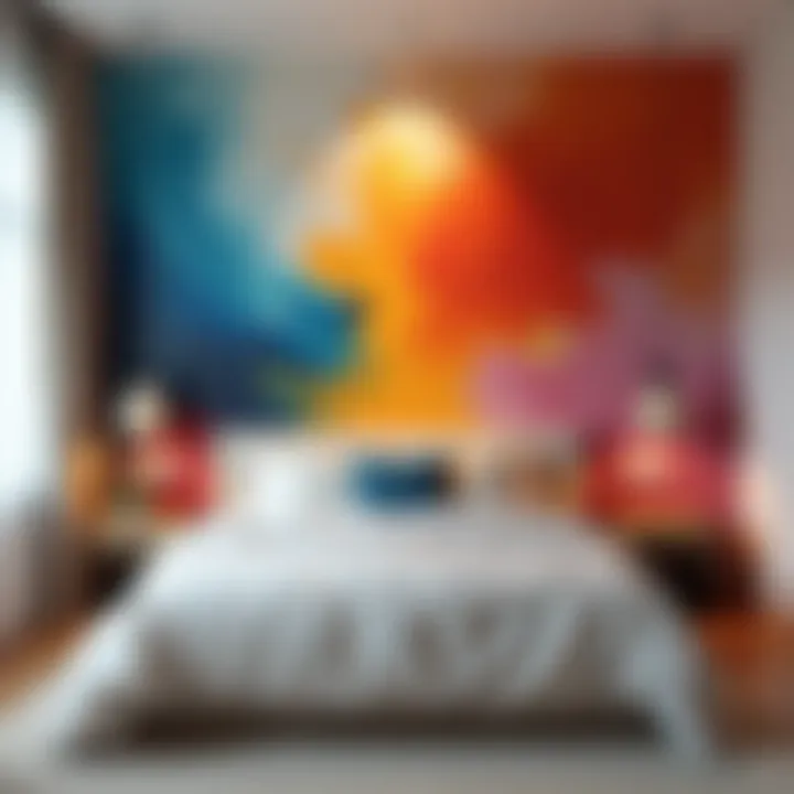 Vibrant abstract mural adding energy to the room