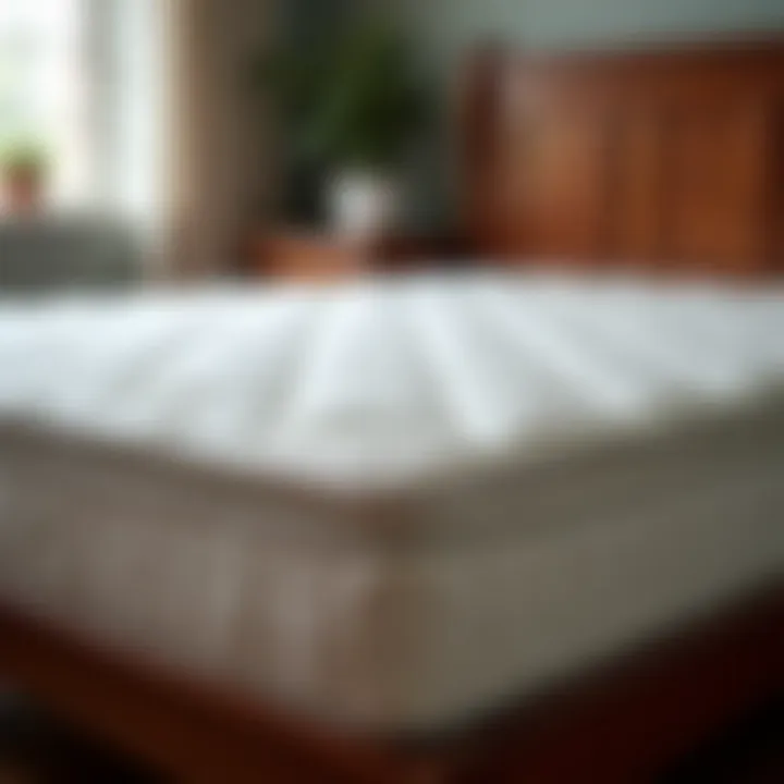 Close-up of a luxurious mattress on a sleigh bed