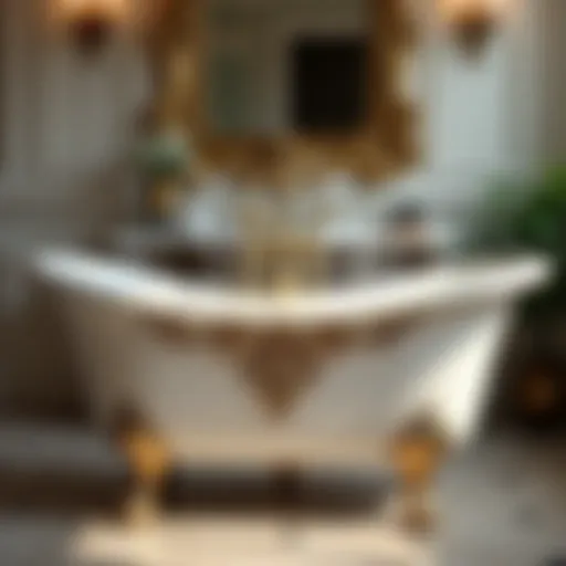 Exquisite vintage royal bathtub featuring intricate carvings and gold accents