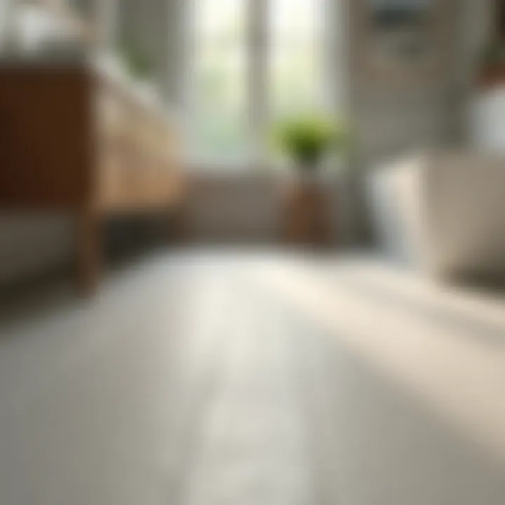 Close-up view of textured vinyl flooring in a bathroom